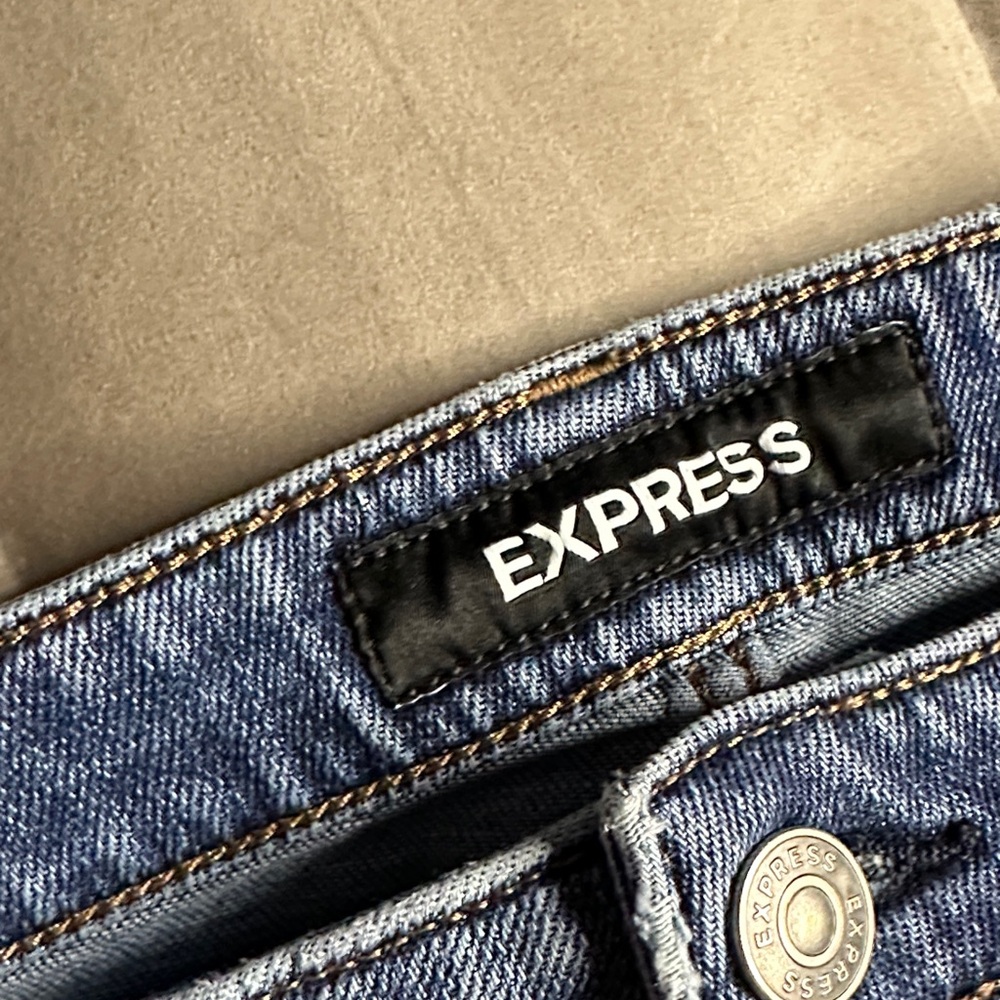 Express Men's Light Blue Distressed Jeans 33x32 Slim Straight Fit - Picture 2 of 9